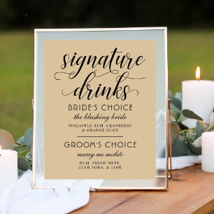 Signature Drinks Moderne Kraft und Schwarze Schrif Poster