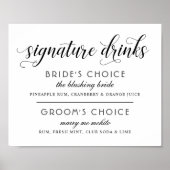 Signature Drinks Moderne Schwarz-Weiß-Hochzeit Poster (Vorne)