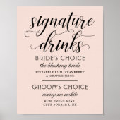Signature Drinks Moderne Schwarze Hochzeit Poster (Vorne)