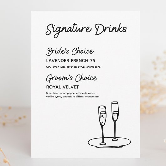 Signature Drinks Modernes Minimalistisches Hochzei