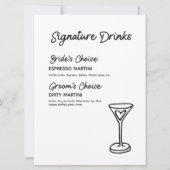 Signature Drinks Modernes Minimalistisches Hochzei (Vorderseite)