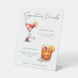 Signature Drinks Modernes Schwarz-Weiß-Poster Sockelschild