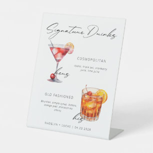 Signature Drinks Modernes Schwarz-Weiß-Poster Sockelschild