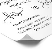 Signature Drinks Paare Hochzeit blaues Blumenzeich Poster (Ecke)