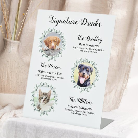 Signature Drinks Personalisiert 3 Foto Haustier Ho Sockelschild