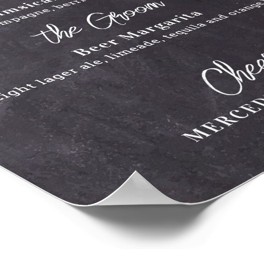 Signature Drinks Personalisierte rustikale Hochzei Poster (Ecke)
