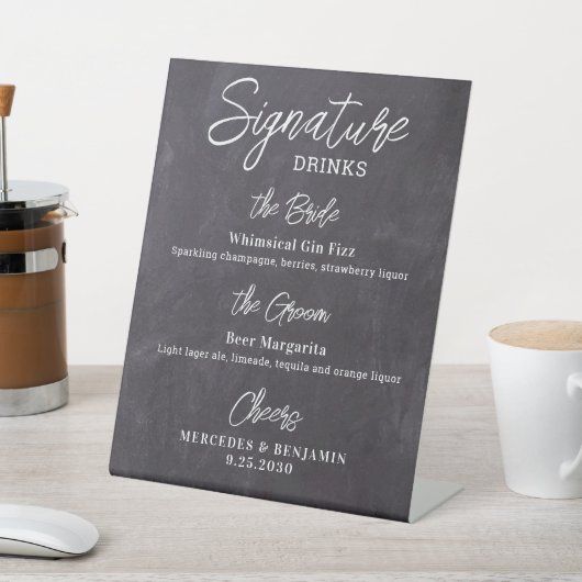 Signature Drinks Personalisierte rustikale Hochzei Sockelschild (In SItu)