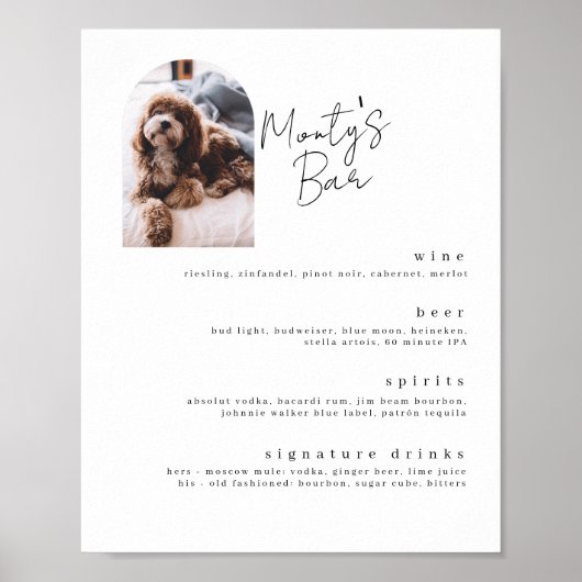 Signature Drinks Pet Bar Menu Poster (Vorne)
