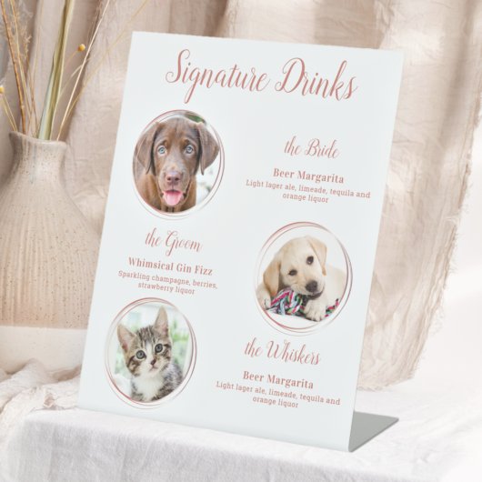 Signature Drinks Rose Gold Pet Hochzeit 3 Fotos Sockelschild