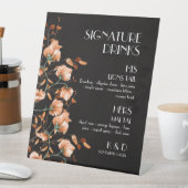 Signature Drinks Schwarz Burnt Orange Bloral Hochz Sockelschild (In Situ)