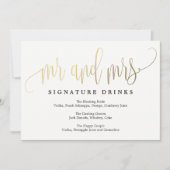 Signature Drinks Sign - Liebliche Kalligraphie Einladung (Vorderseite)