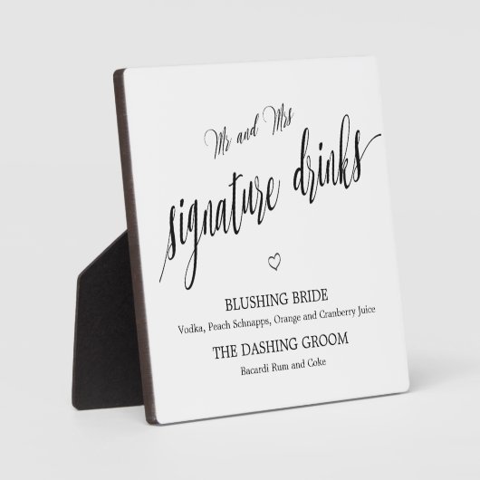 Signature drinks sign Tabletop Plaque with Easel Fotoplatte (Vorderseite)