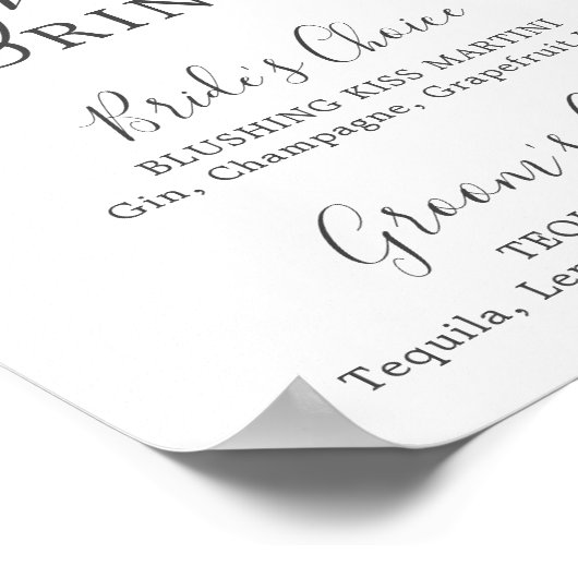 Signature Drinks signalisieren Elegant Blue Hydran Poster (Ecke)