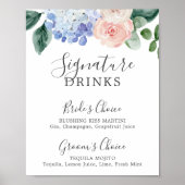 Signature Drinks signalisieren Elegant Blue Hydran Poster (Vorne)