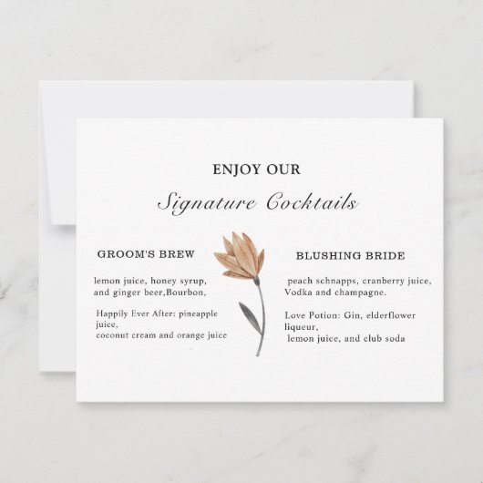 Signature Drinks Signature Blume Fantasy Template RSVP Karte (Vorderseite)