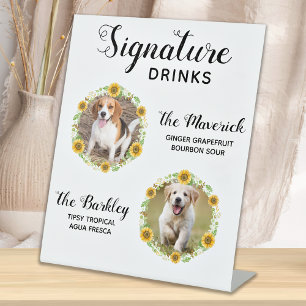 Signature Drinks Sonnenblumen Haustier Hochzeit Fo Sockelschild