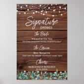 Signature Drinks String Lights Custom Wedding Bar Poster (Vorne)