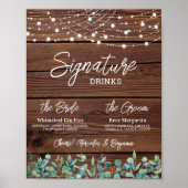 Signature Drinks String Lights Eukalyptus Wedding Poster (Vorne)