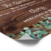 Signature Drinks String Lights Rustikale Hochzeits Poster (Ecke)