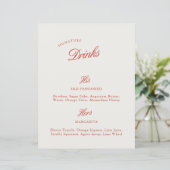 Signature Drinks Vintag Red & Elfenbein Hochzeitsm (Stehend Vorderseite)