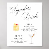 Signature Drinks Vintage Elegance Script Hochzeit Poster (Vorne)