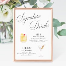 Signature Drinks Vintage Elegance Script Wedding