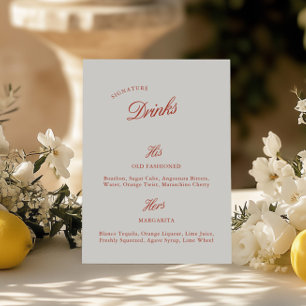 Signature-Drinks Vintage Red & Ivory Hochzeitsmenü