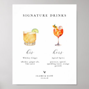 Signature Drinks Wedding Bar Sign Poster
