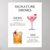 Signature Drinks Wedding Cocktail Menü Poster (Vorne)