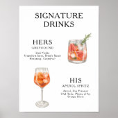 Signature Drinks Wedding Cocktail Menü Poster (Vorne)