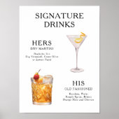 Signature Drinks Wedding Cocktail Menü Poster (Vorne)