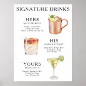 Signature Drinks Wedding Cocktail Menü Poster (Vorne)
