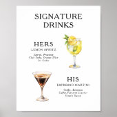 Signature Drinks Wedding Cocktail Menü Poster (Vorne)