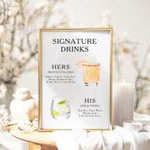 Signature Drinks Wedding Cocktail Menü Poster