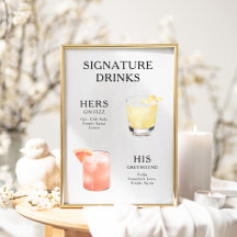 Signature Drinks Wedding Cocktail Menü Poster