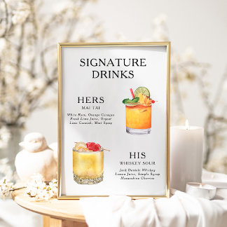 Signature Drinks Wedding Cocktail Menü Poster