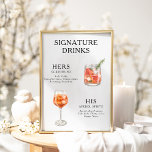 Signature Drinks Wedding Cocktail Menü Poster<br><div class="desc">Passen Sie dieses Hochzeitscocktail-Menü an und es wird sicher beeindrucken!</div>