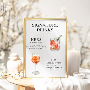 Signature Drinks Wedding Cocktail Menü Poster