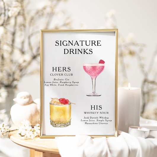 Signature Drinks Wedding Cocktail Menü Poster