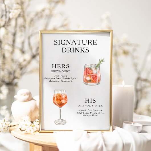 Signature Drinks Wedding Cocktail Menü Poster