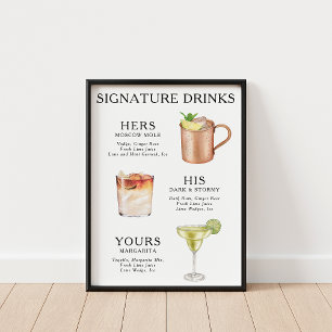 Signature Drinks Wedding Cocktail Menü Poster