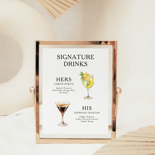 Signature Drinks Wedding Cocktail Menü Poster