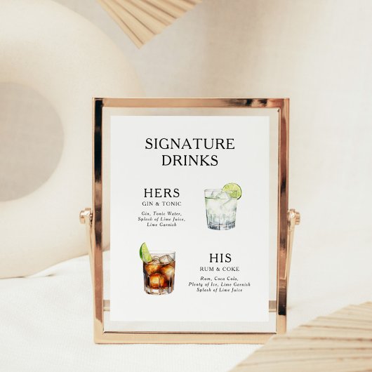 Signature Drinks Wedding Cocktail Menü Poster