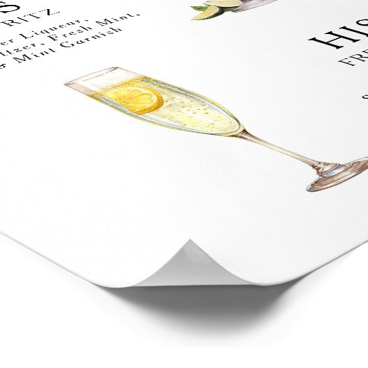 Signature Drinks Wedding Cocktail Menü Poster (Ecke)