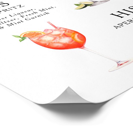 Signature Drinks Wedding Cocktail Menü Poster (Ecke)