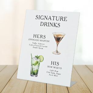 Signature Drinks Wedding Cocktail Menü Poster Sockelschild