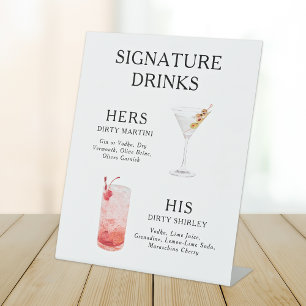 Signature Drinks Wedding Cocktail Menü Poster Sockelschild