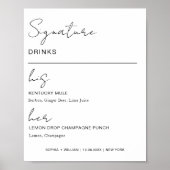 Signature Drinks Wedding Party Bar Menu Seine Hers Poster (Vorne)