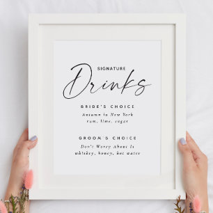 Signature Drinks Wedding Sign Cocktailmenü Poster