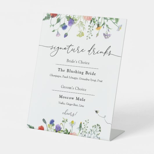 Signature Drinks Wildblumen und Buzzing Bienen  Sockelschild (Vorderseite)